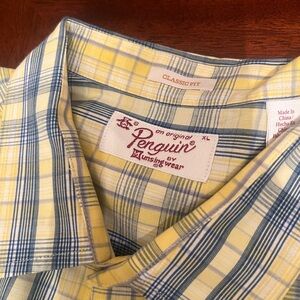 Original Penguin Men's Yellow Plaid Shirt